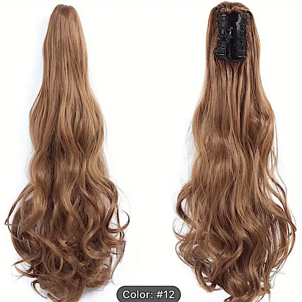 Light Brown Pony Tail Hair Claw Hair Extension Piece 22” - Picture 1 of 7